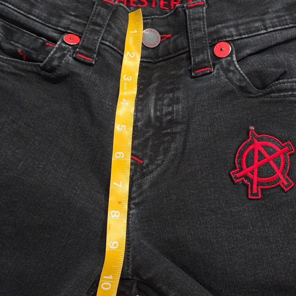True Religion Black Jeans with Red Stitching‎